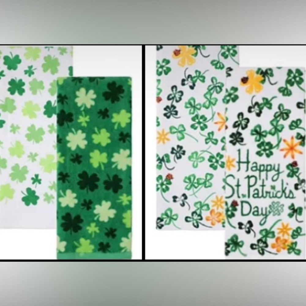 NWT 2 Sets of St. Patrick’s Shamrock Kitchen Towels